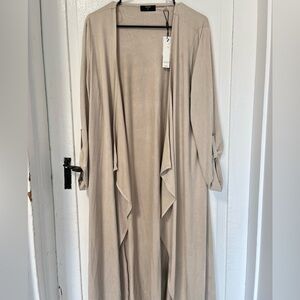 NWT Tahari faux suede tab sleeve draped cardigan size medium